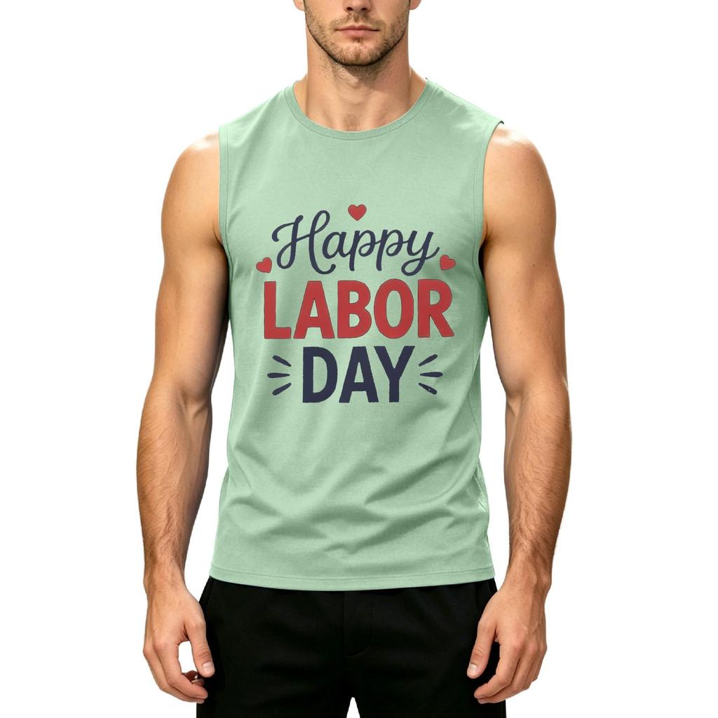 Men's Sleeveless Casual Tank Top Muscle Shirt Lightweight Printed Summer Workout Fitness Gym Tee