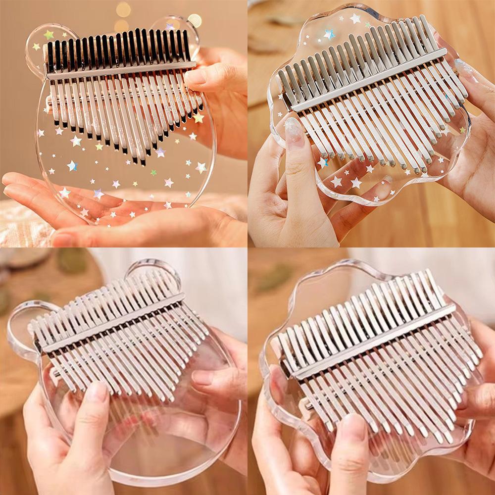 Hluru Kalimba 17 21 Key Fob Thumb Piano Crystal Acrylic Kalimba 17 21 Key Fob Finger Piano Fit For Beginners And Child Keyboard Instrument