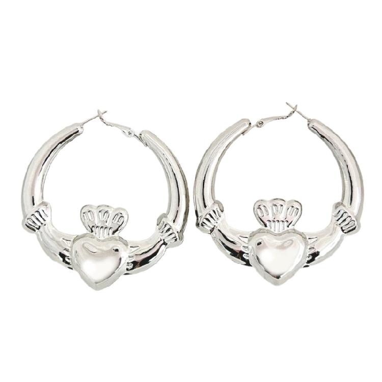 Elegant Heart And Crown Hoop Earrings For Women Unique Statement Jewelry Suitable For Valentine Day Gifting