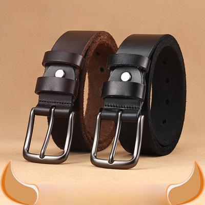 Guangzhou Top Layer Cowhide Belt Men Pure Cowhide Casual Retro Pin Buckle Genuine Leather Belt Men Cowhide Belt