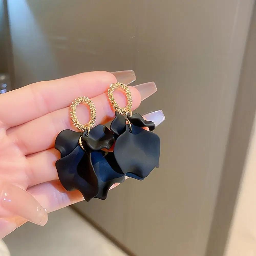 Korean Style Colorful Petal Dangle Earrings Fragments Flowers Women Elegant Stud Earrings Fashion Jewelry Girl Gift