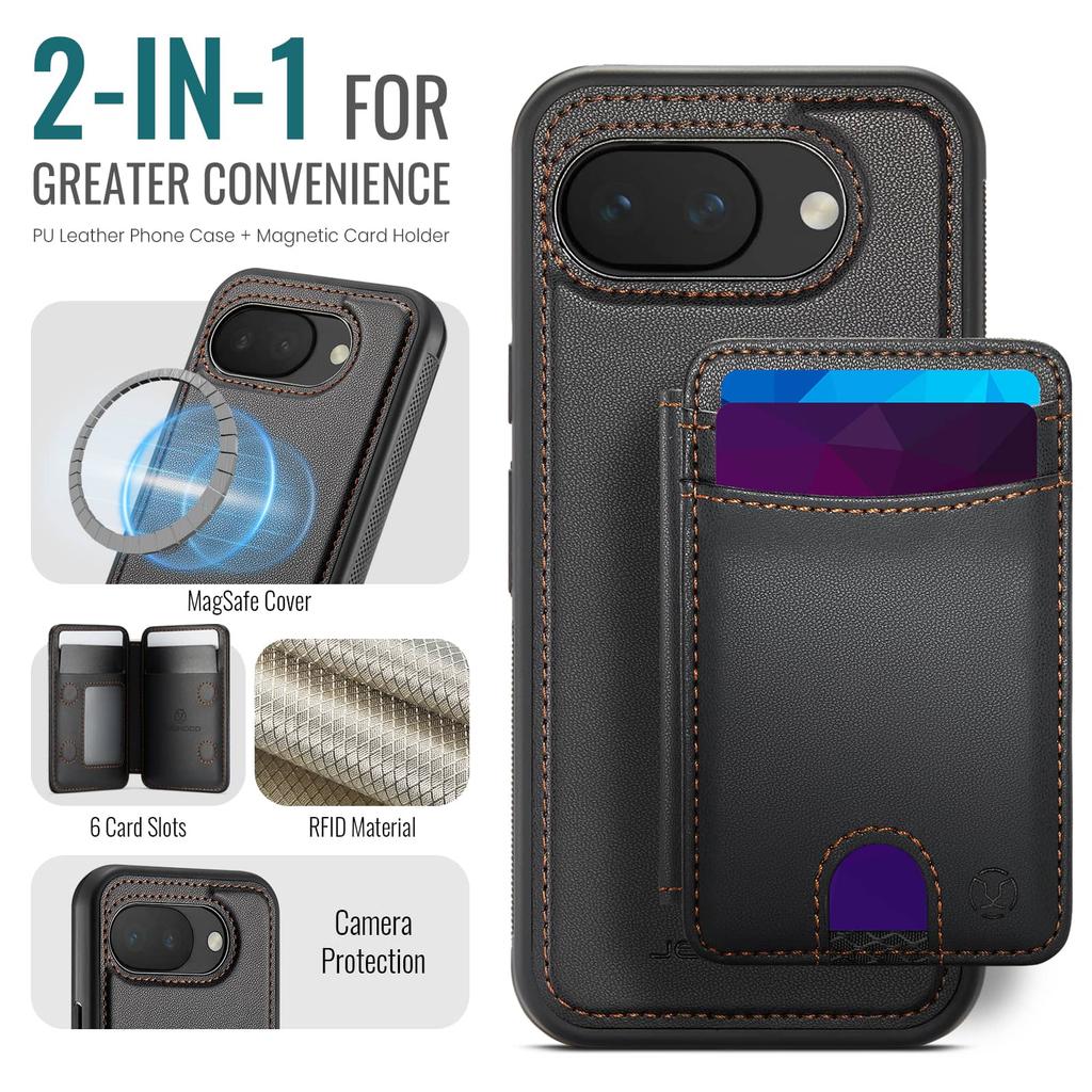For Google Pixel 10A Case Wallet with Magnetic, RFID Blocking Magnetic Card Holder 2 In 1 Detachable Kickstand Shockproof Case