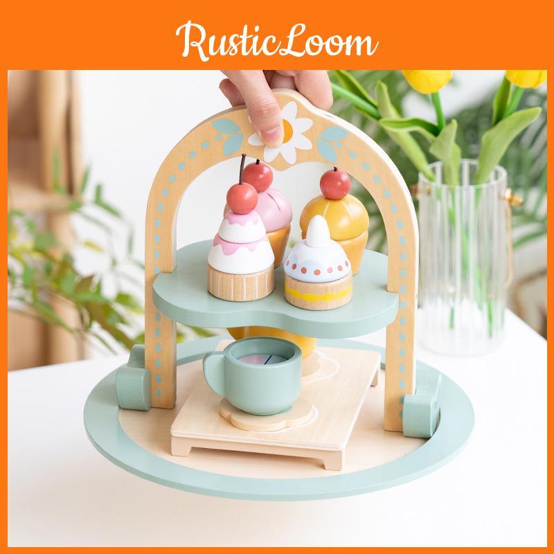 Garden Tea Party Wooden Play Kitchen Toy Set For Kids Girls Imaginative Role Play