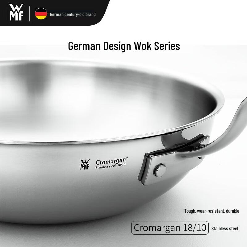 WMF 30cm Dlouhá rukojeť Wok z nerezové oceli 316 s víkem