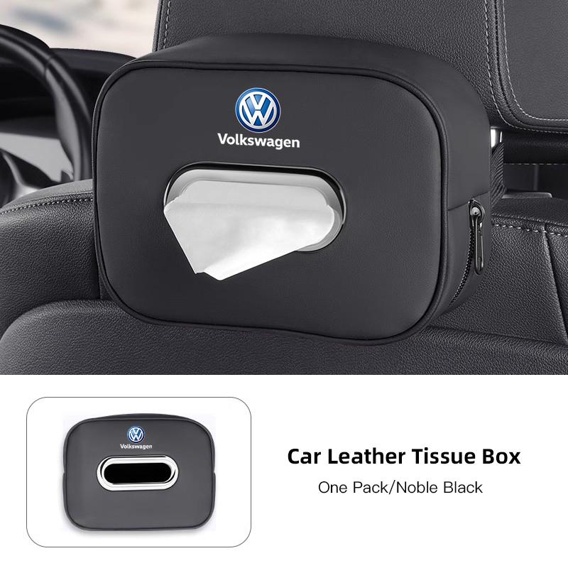 

Leather Car Tissue Box Sun Visor Seat Back Hanging Bag Accessories For Volkswagen VW RLine R GTI Golf Amarok Phaeton ID3 Tiguan