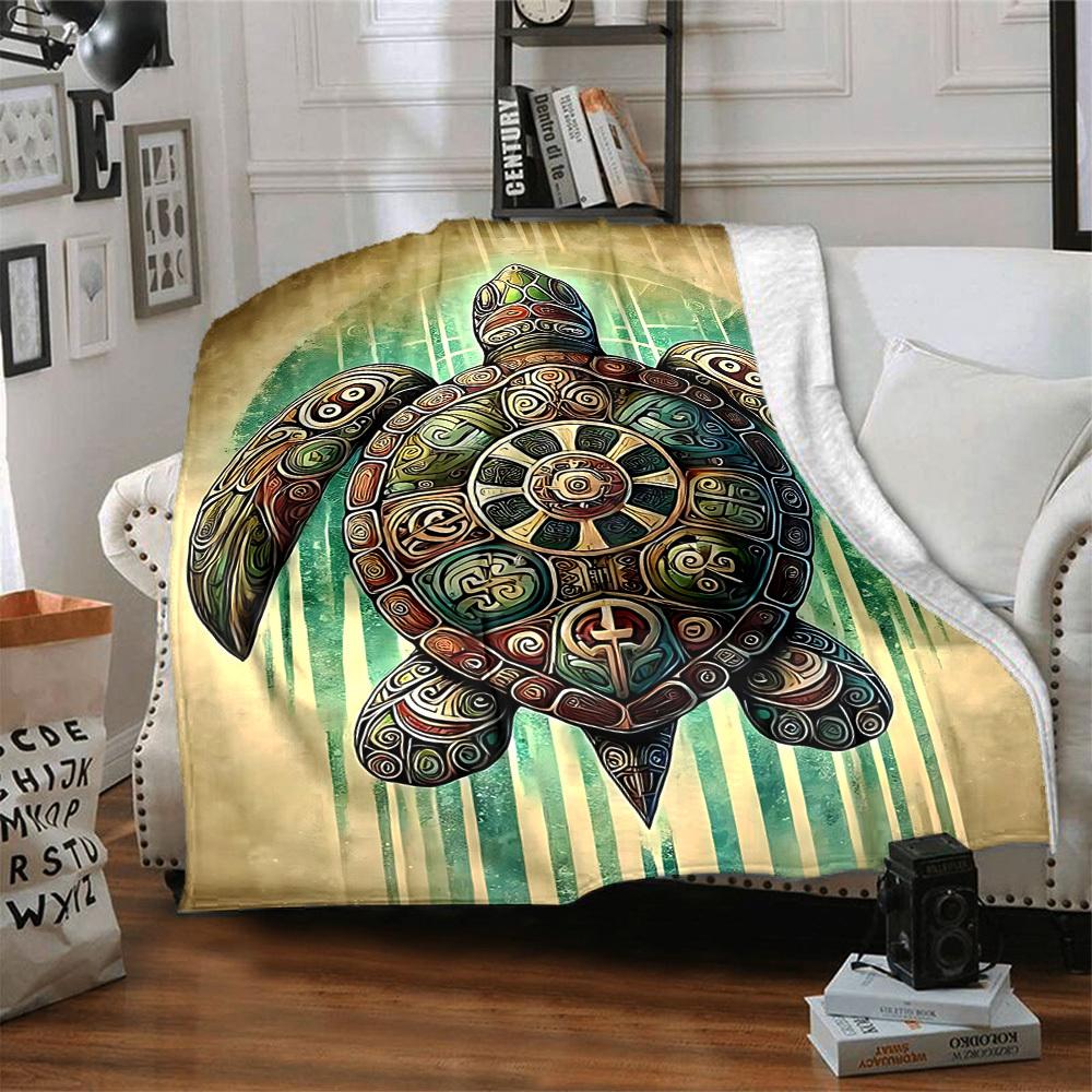 1pc Turtle Artwork Blanket Lightweight Flannel Blanket Throw Blanket For Sofa, Bed, Travel, Camping yy2509026159