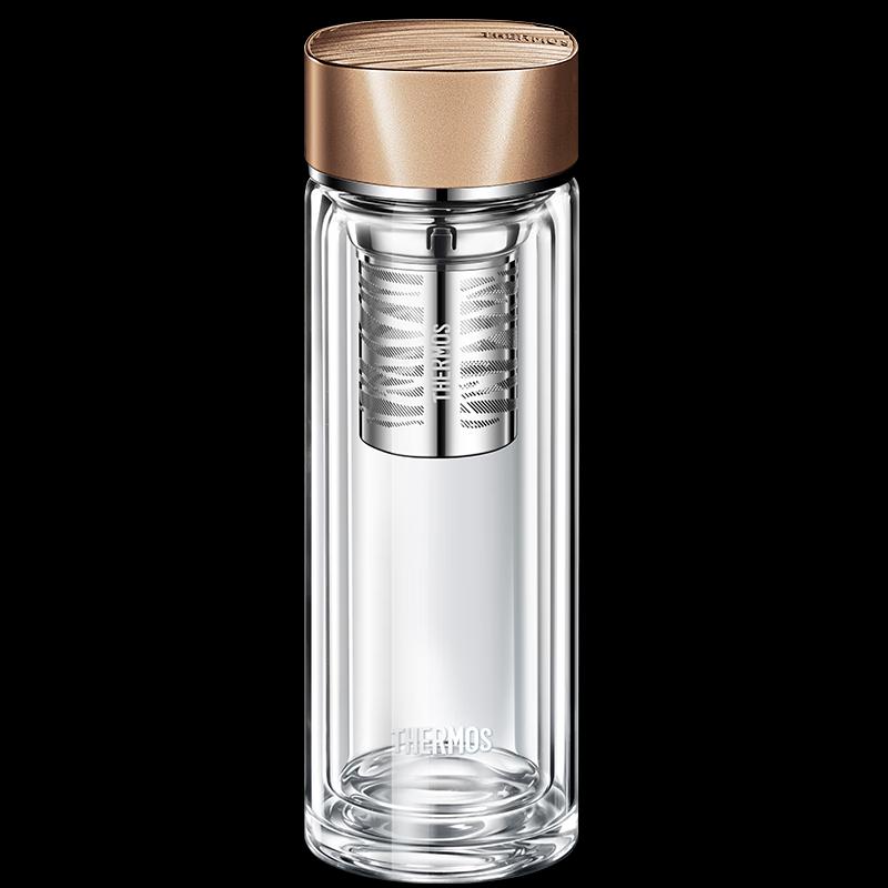 Thermos 0.4L Double Wall Insulated Glass Tea Cup with Infuser