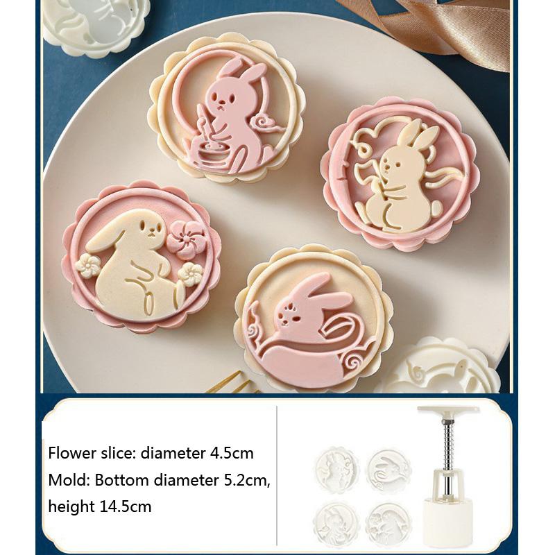 1 Set DIY Mooncake Mold Plastic Hand Press Pastry Mold Hand Press Mung Bean Cake Model Pastry Embossing Make Kitchen Baking Tool