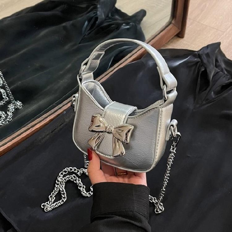 Chain Strap Messenger Bag for Women Bows Shoulder Bag PU Leather Crossbody Bag