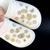 24/26PCS Shoe Charms Set Golden Lip Letter Butterfly Pentagram Chain Shoe Decorati Buckle for Sandals Clogs DIY Accessories Gift