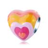 Silver Colour Metallic Pink Heart Charm Heart-shaped Beads Fit  Silve Original Bracelets Fashion DIY Woman Jewelry Making