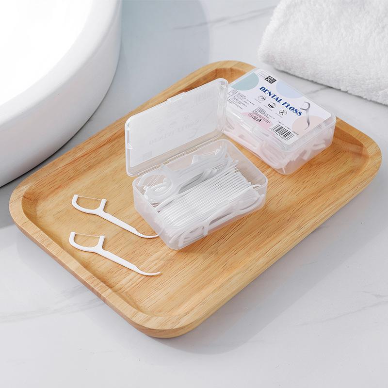 Dental Floss Box Dental Floss 50 Pieces Plastic Floss Multi-functional Floss Portable Box Dental Floss Stick