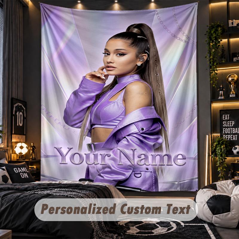 Personalisierte Wandtapisserie, Ariana Grande Individueller Druck Name, Stoff-Wandkunst für Innenraum-Hintergrund