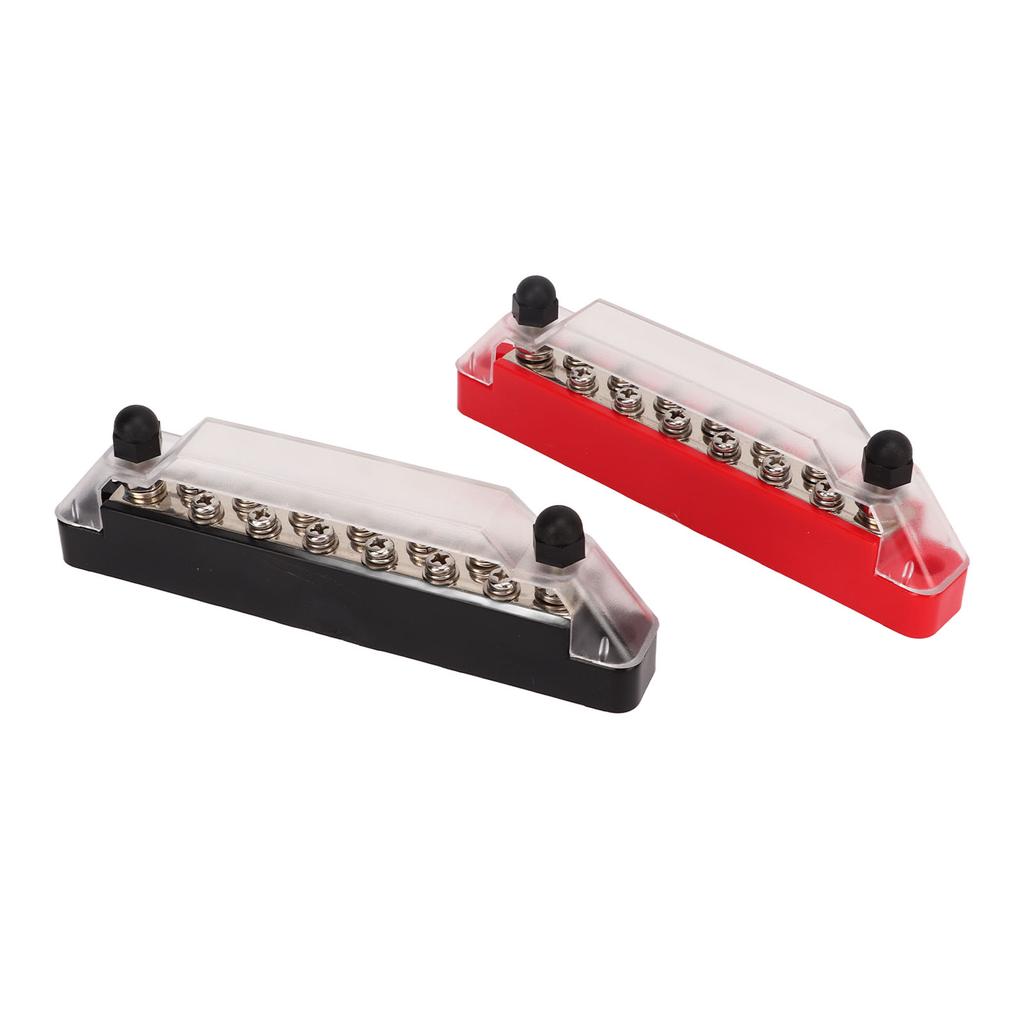 2 Pcs 14 Post Power Distribution Block Bus Bar Set 2xM6 Post 12xM4 Screw Battery Terminal Box with Cover Without