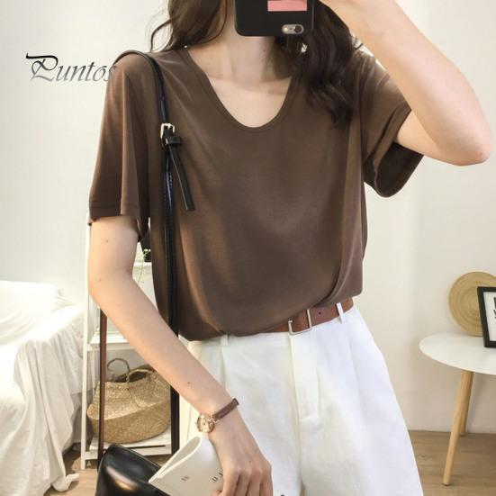 

Женская футболка, летняя футболка свободного кроя с v-образным вырезом и коротким рукавом, однотонная футболка с боковым разрезом по краю, эластичный пуловер, топы, повседневная одежда XL розовый