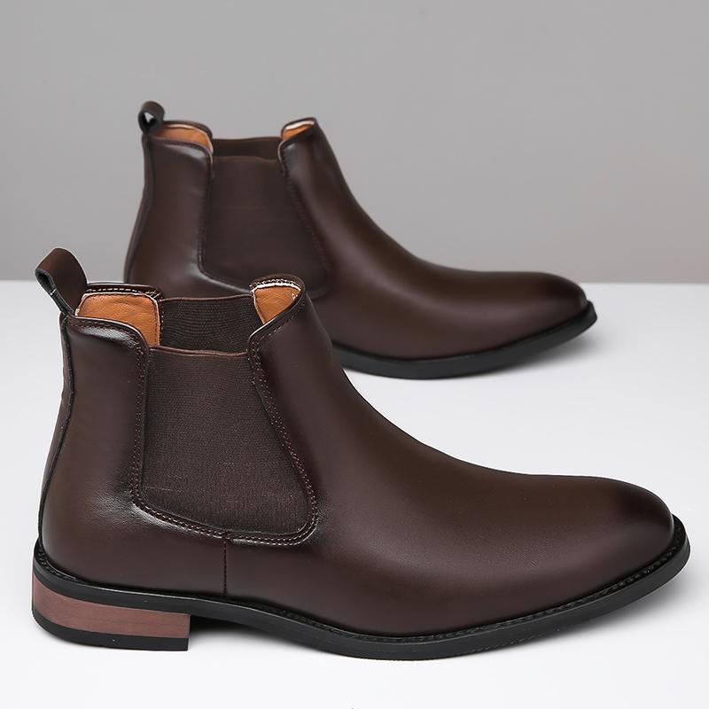 Fashion New Arrival Male Chelsea Boots Casual Slip On Business Boots Fashion Cowboy Men's Ankle Boots High Top Leisure Walking Footwear