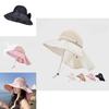 Sun Protection Wide Brim Hat With Shoulder Cape For Women Summer Fashion Accessory