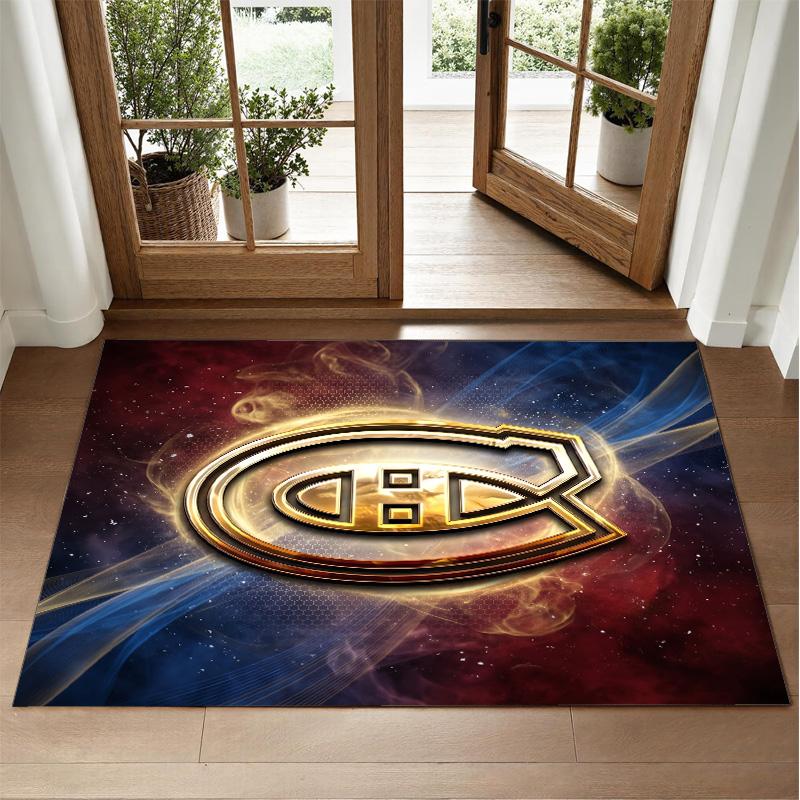 Montreal Canadiens Design Crystal Velvet Rug Soft Decorative Mat for Bedroom Entrance