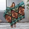 Tribal Geometric Pattern Blanket Aztec Native American Blanket Red Blue Geometric Throw Blanket for Sofa Bed Couch Decoration