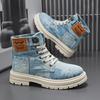 Outdoor High Top Mens Ankle Boots Designer Denim Men Work Boots Fashion Men Casual Shoes Handmade Walking Men Boots Size 39-48