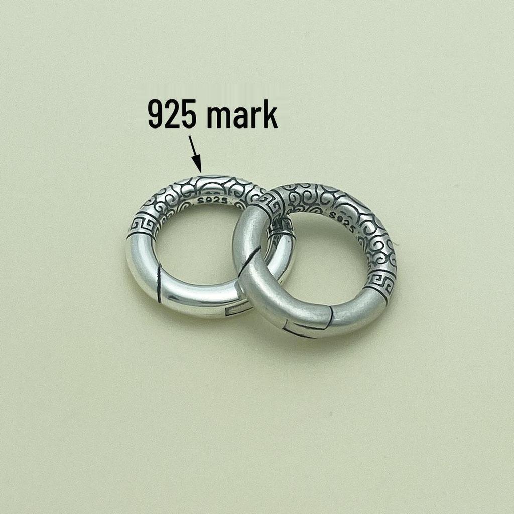 S925 Sterling Zilver Ruyi Wolk Connector: Ronde Ring, Veer Sluiting, Geweven Kaart voor Armband & Ketting.