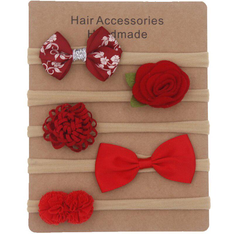 5 sztuk/zestaw Kwiatowe kokardki Opaska dla dzieci Nylon Miękka opaska do włosów dla dziewczynek Akcesoria do włosów dla dzieci Turban