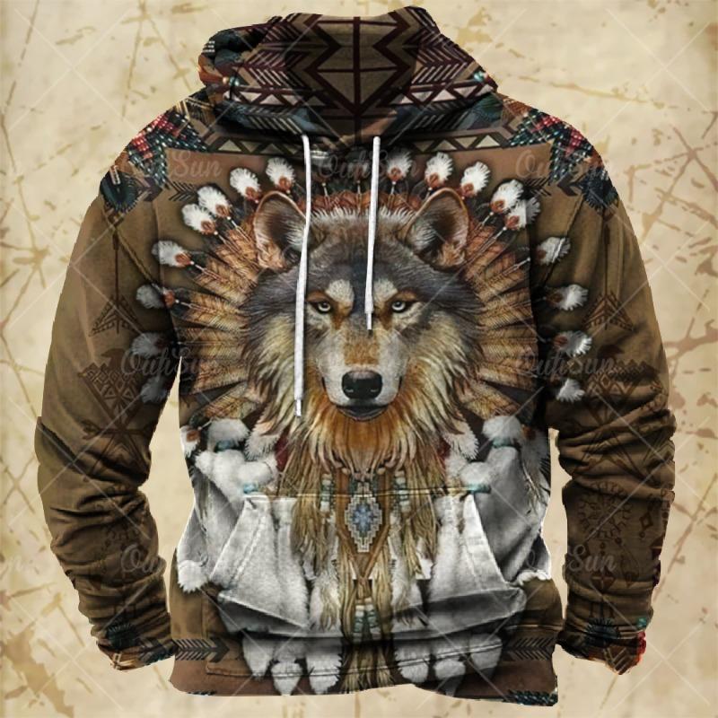 Vintage Hoodie Für Herren Harajuku 3D-Druck Herbst Langarm-Sweatshirts Übergroß Y2k Kleidung Herren-Hoodies Mode Streetwear