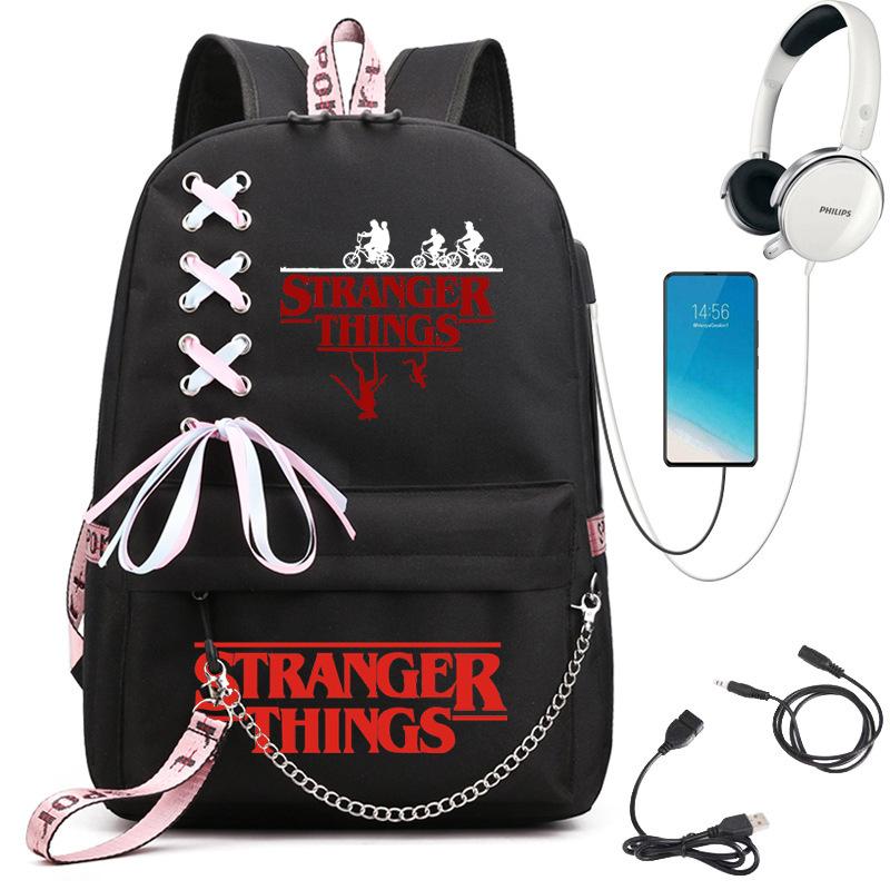 Stranger Things Peripheral Printed Backpack Large Capacity College Style Student School Bag