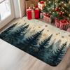 1Pcs Anti Fatigue Kitchen Rugs Snowflakes Pine Trees Forest Print Waterproof Non Slip Thick Cushioned Mat