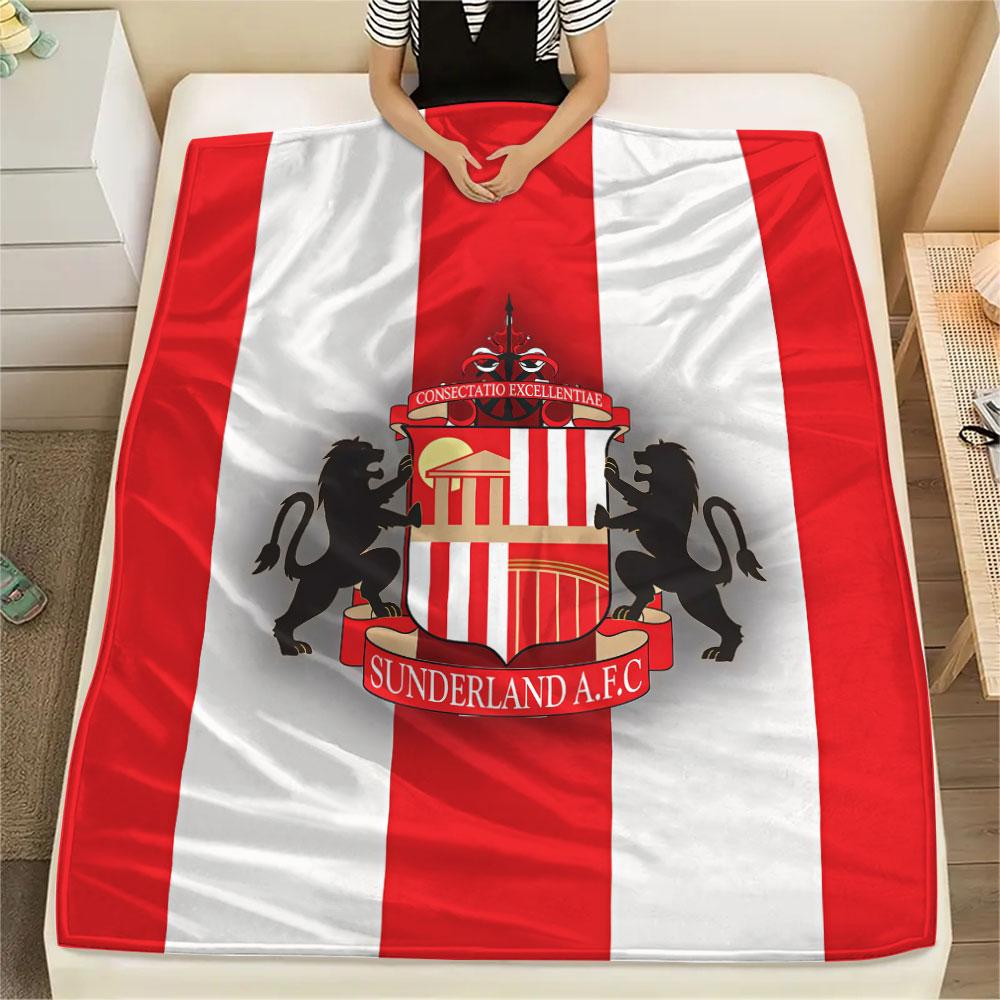 1PC Sunderland Association Football Club Patterned Flannel Blanket Suitable For All Seasons for Home Decor Warmth and Comfort Gifts Holiday Present