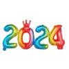 2024 New Year's Decoration Balloon 16 Inch Siamese Numbers Aluminium Film Balloon Company Anniversary Celebration Family Gathering Balloon