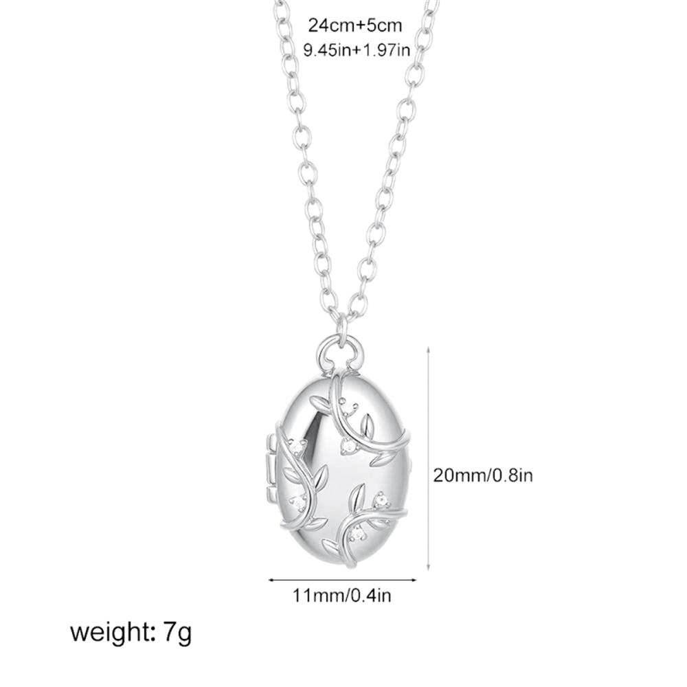 Creative Filled with Zircon Oval Openable Locket Necklace Photo Frame Choker for Women Mother Stainless Steel Jewelry Waterproof