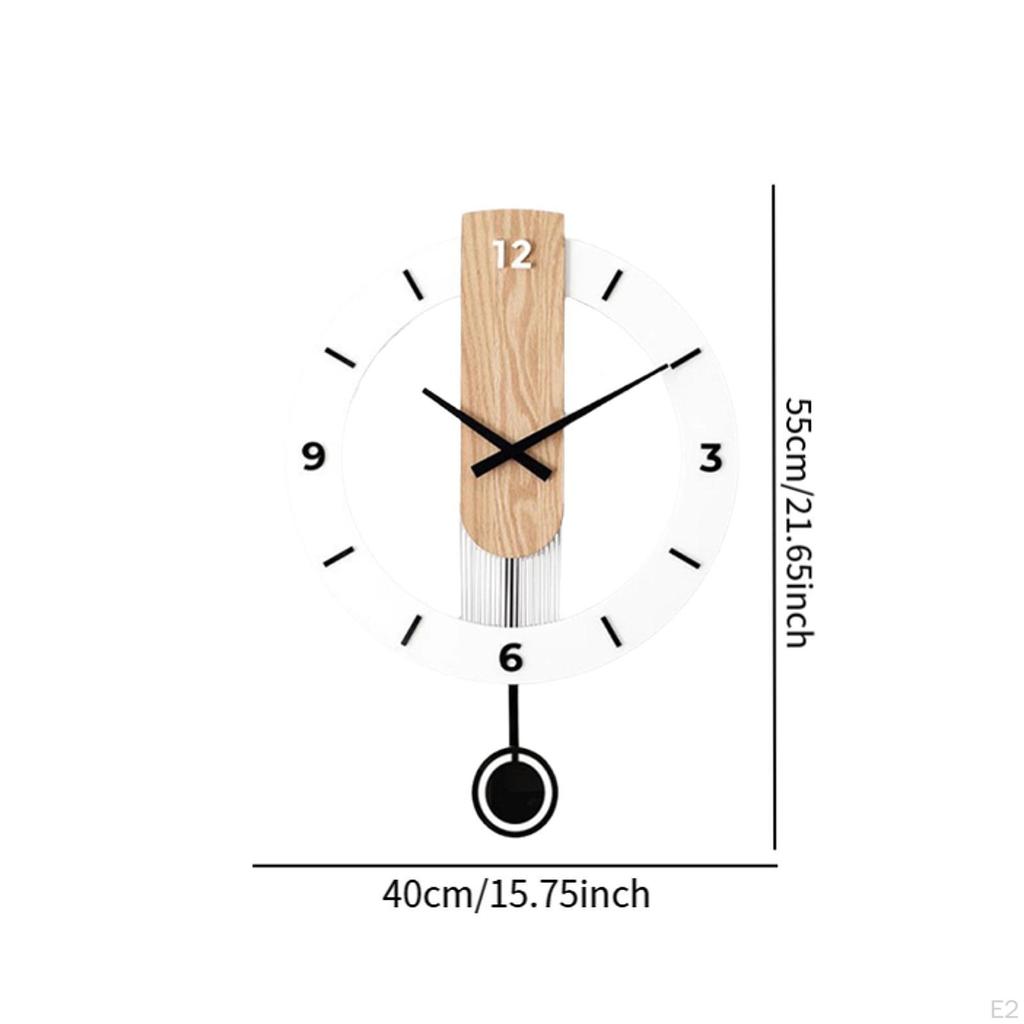 Wall Clock with Pendulum Lightweight Round Non Ticking Hanging Minimalist Home Decor for