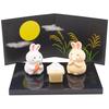 Manko Ceramic Decoration – Japanese Seasonal Series – Moon Viewing, September – 4.5cm X 4.5cm X 6cm – White