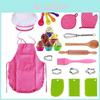 Complete 26 Piece Kids Kitchen Baking Set With Colorful Apron Chef Hat And Accessories