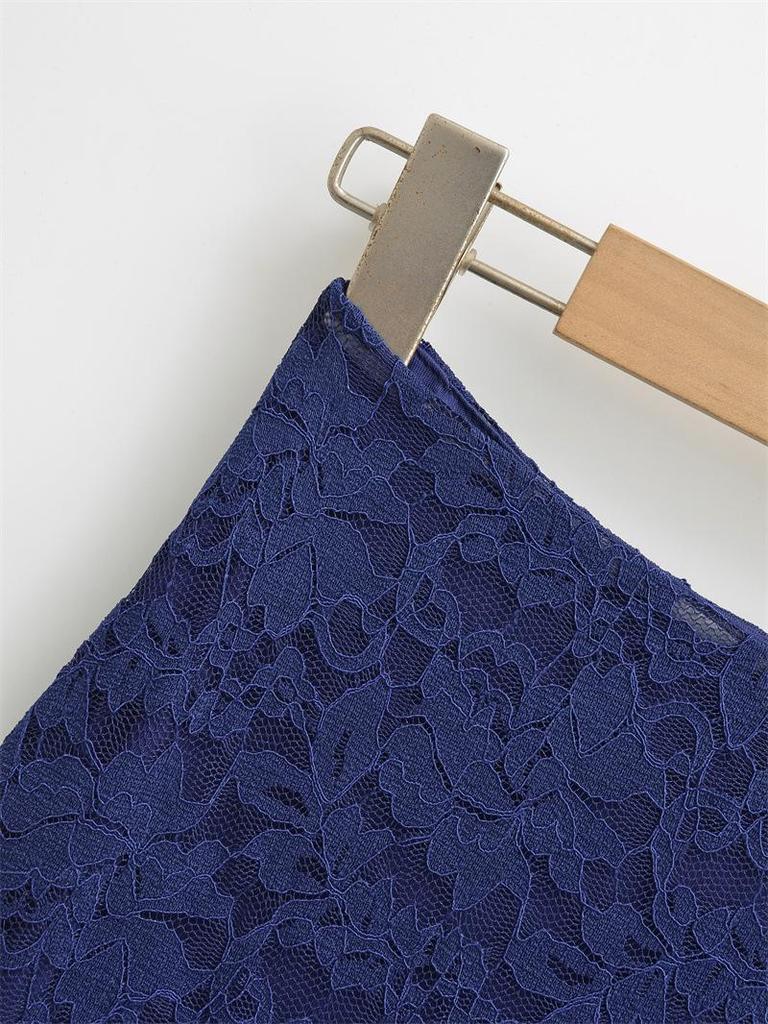 Schlankmachender Spitzen-Midirock mit hoher Taille für Damen für Frühling & Herbst