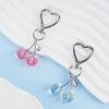 Keychain Pendant, Cherry Pendant Key Holder with Hearts Buckle, Alloy Polished Surface Backpack Charm Pendant for Women Accessories
