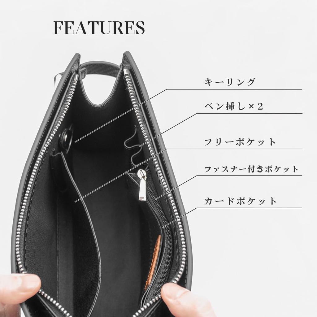 Second Wide Opening Clutch YKK Formal Cowhide Vinyl Black [Dom Teporna] Men's Bag, Bag, Zipper, Business, Occasions, Handbag, Leather, Leather,