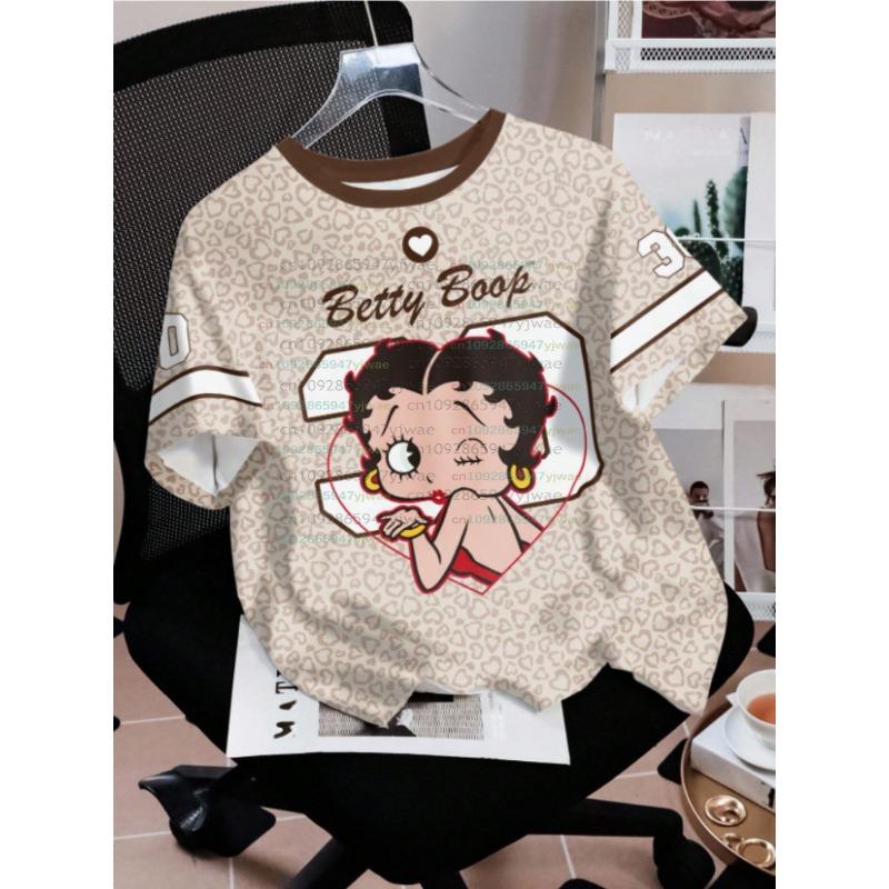 2026 Cartoon duck Betty Boop  Print men Women s Short Sleeve XXS
