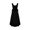 Elegant French White Sleeveless Summer Dress with Slimming Square Neck and Cinched Waist