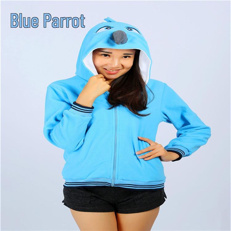 Cartoon Hoodie Jacket - Pink Stitch, Pikachu, Black Cat, Zebra, Blue Parrot. Cute & Casual.