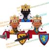 N501U-504U Medieval Castle Knight Building Blocks Figures Four Side UV Printing King Warhorse Weapons Accessories Toys Kid Gifts