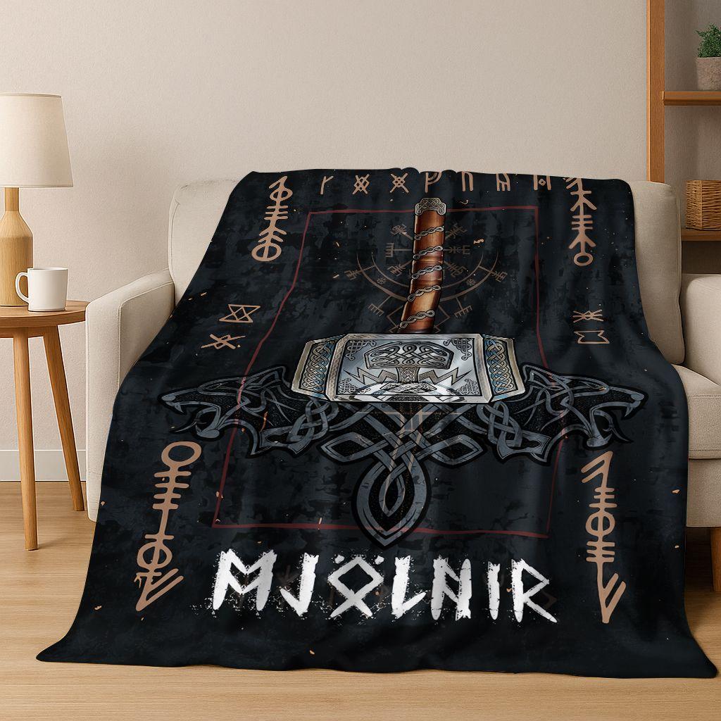 Nordic Viking Warrior Symbol Valhalla Valknut Rune Flannel Blanket,Cozy Soft Throw Blanket for Home Bedroom Bed Sofa Cover Gift