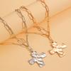 Hammered Cross Pendant Paperclip Chain Necklace Bold Statement Necklace for Women