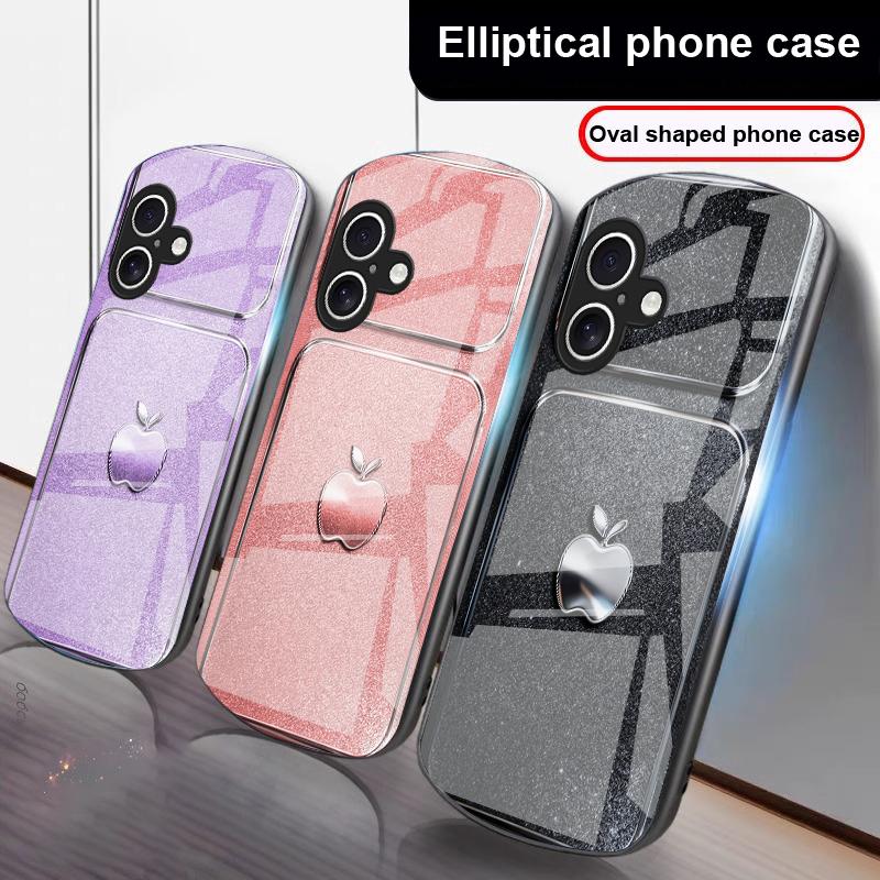 Vintage srebrna ramka Do iPhone 17 16 15 14 13 Plus 12 mini 11 Pro Max XR Xs Max X 7 8 6S 22 20 Eliptyczne szklane etui na telefon