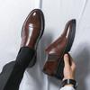 Fashion Brand Fashion Vintage Men Leather Shoes Men Dress Shoes Slip On Business Casual Shoes Classic Soft Leather Breathable Men Flats