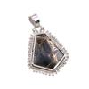 Natural Black Copper Turquoise Gemstone 925 Solid Silver Gift Pendant 1.50" B5I40