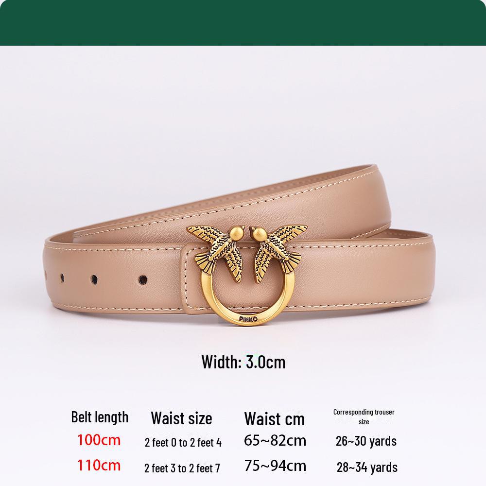 Dámský opasek z pravé hovězí kůže v retro vyřezávaném stylu - jednoduchý literární styl pro běžné nošení v džínách