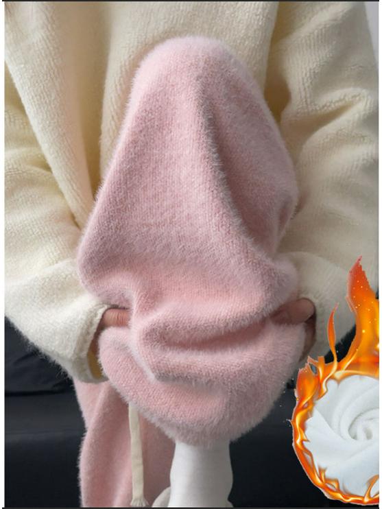 Women's Autumn/Winter Pink Velvet Wide-Leg High-Waist Pants - Thickened for Warmth and Comfort