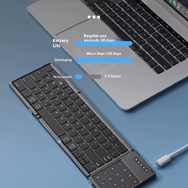 Tri-fold Keyboard Wireless Bluetooth Foldable Small Keyboard Suitable for Desktop Computers and Notebooks